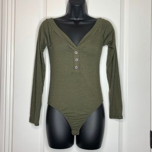 Olive Green Off Shoulder Bodysuit